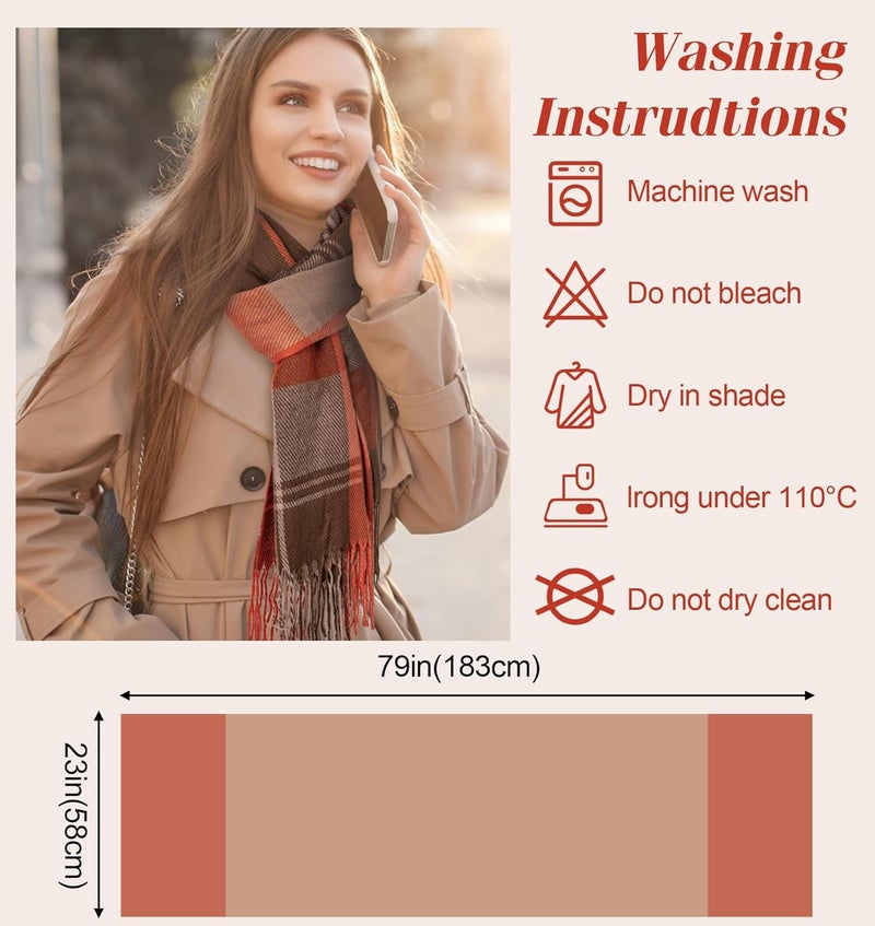 YSense Winter Scarf for Women, Fashion Long Plaid Scarves Warm Big Tartan Blanket Wrap Shawl Ladies Gifts - Image 3